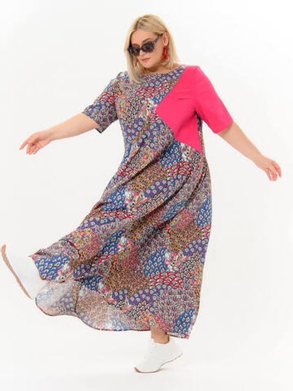 Комбинированное платье, штапель восточный