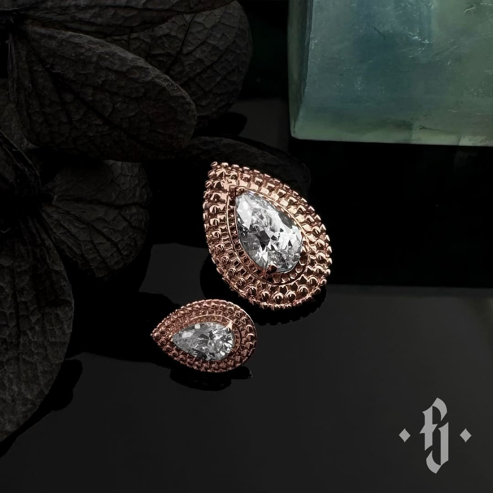 Накрутка "Blob" - Розовое золото - White CZ