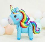 Шар 3D (23"/58 см) Фигура, Единорог Радужный, Голубой