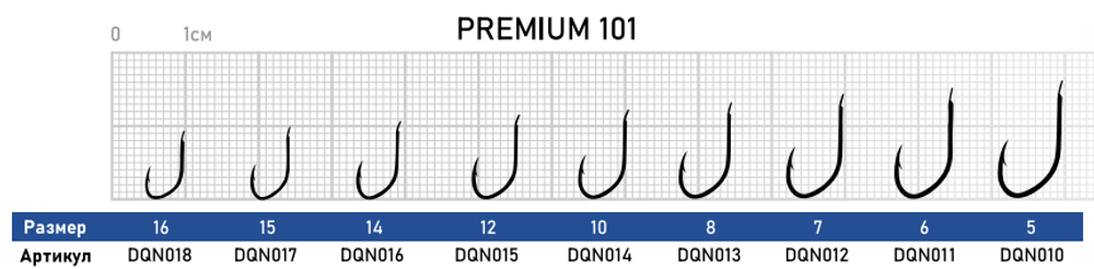 Крючок Dunaev Premium 101 #14 (упак. 10 шт)