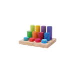 Деревянный сортер "Цилиндры с дощечкой" радужный