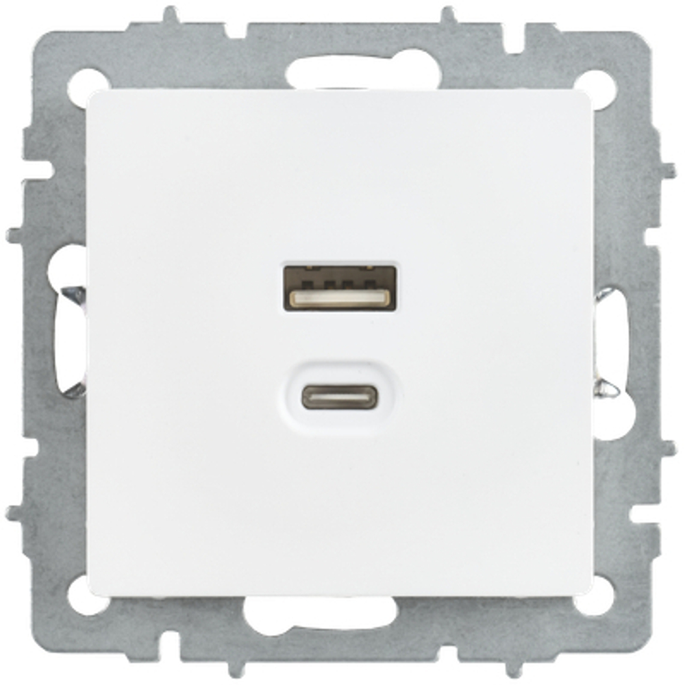 BRITE Розетка USB A+C 45Вт высокоскоростная зарядка РЮ11-2-БрАБ арктический белый IEK