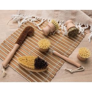 Набор натуральных щёток для мытья посуды, фруктов и овощей
