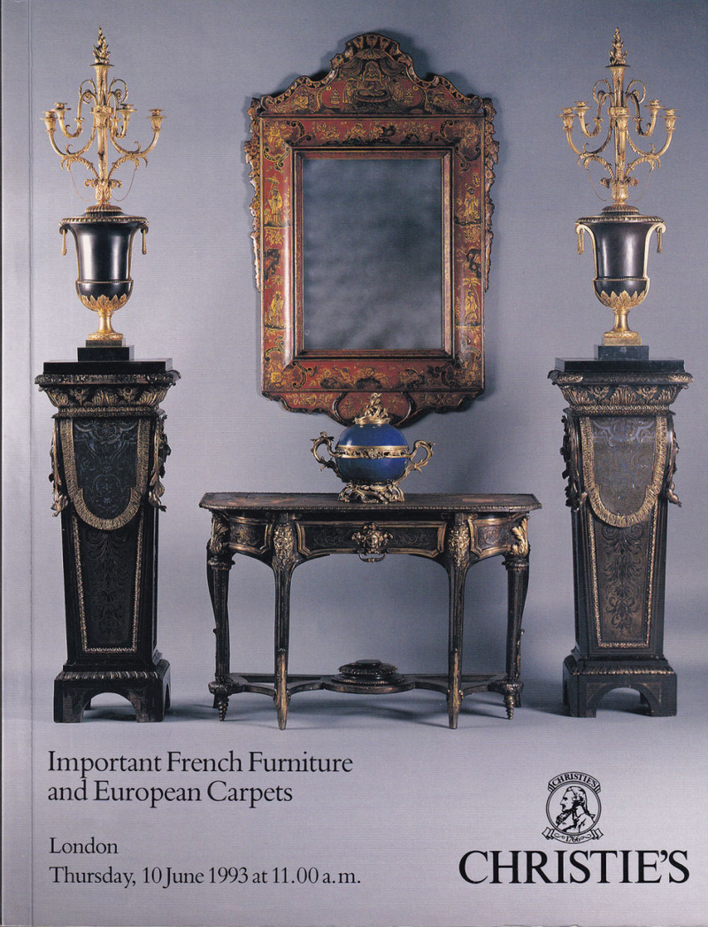 Каталог аукциона Christie's, Лондон, Шедевры французской мебели и европейские ковры от 10 июня 1993 года