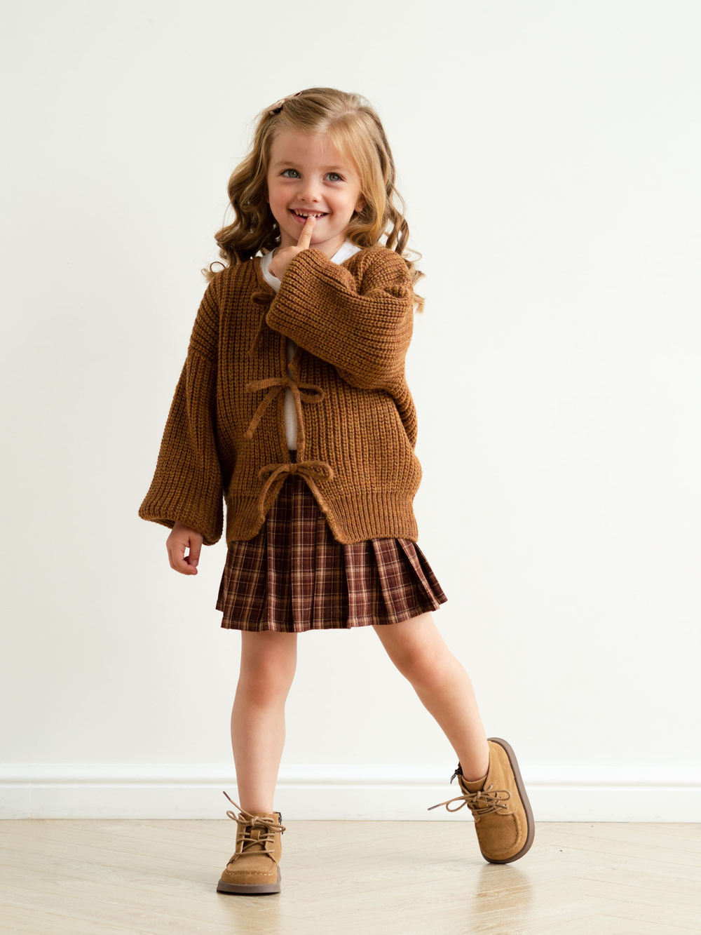 Юбка-шорты в клетку, Коричневый