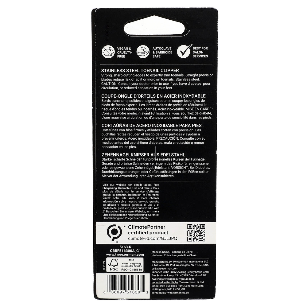 Tweezerman, кусачки для ногтей на ногах из стали, 1 шт.