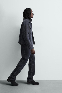 ZARA ВЕЛЬВЕТОВЫЕ БРЮКИ STRAIGHT FIT, СИНИЙ