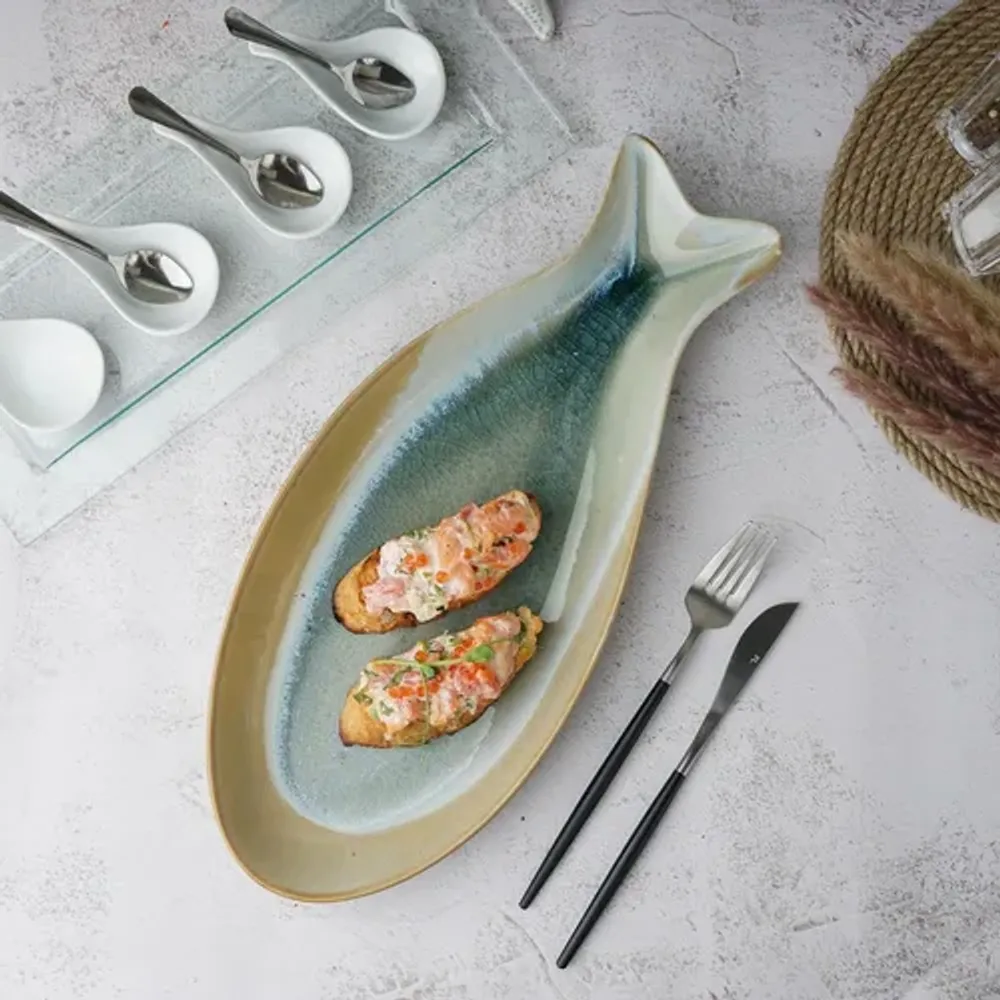 Блюдо овальное 41,5*18 см h3,5 см Fish Pearl Blue Frutti di Mare P.L. [1]