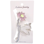 Заколка - краб для волос на блистере «ДЕ Палма», цветочек и стрекоза, цвет золото и серебро, 11.5*4см