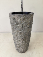 Раковина напольная из андезита Pedestal Black Marmo MN-65921 40х40х90 из натурального камня