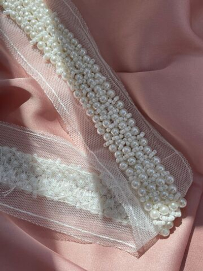 Тесьма Белая Бисер на Сетке 2 см.