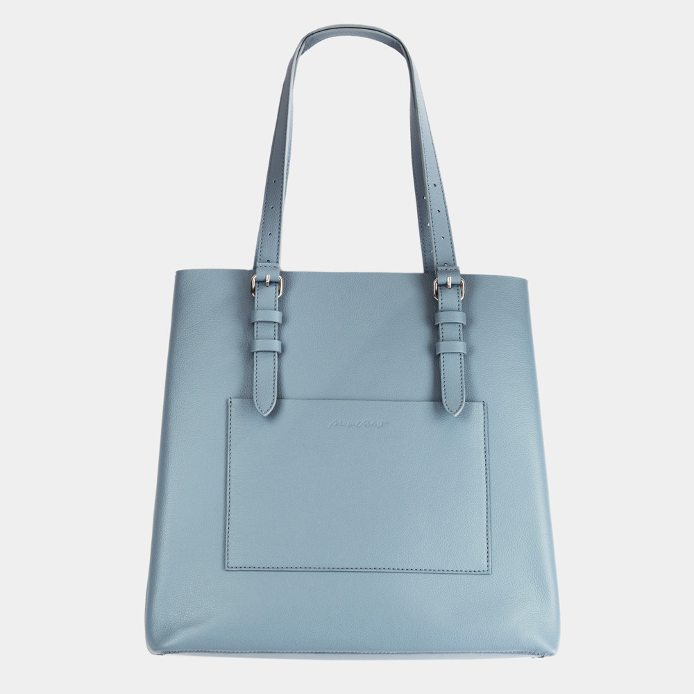 Сумка Shopper Vintage из кожи теленка, голубого цвета