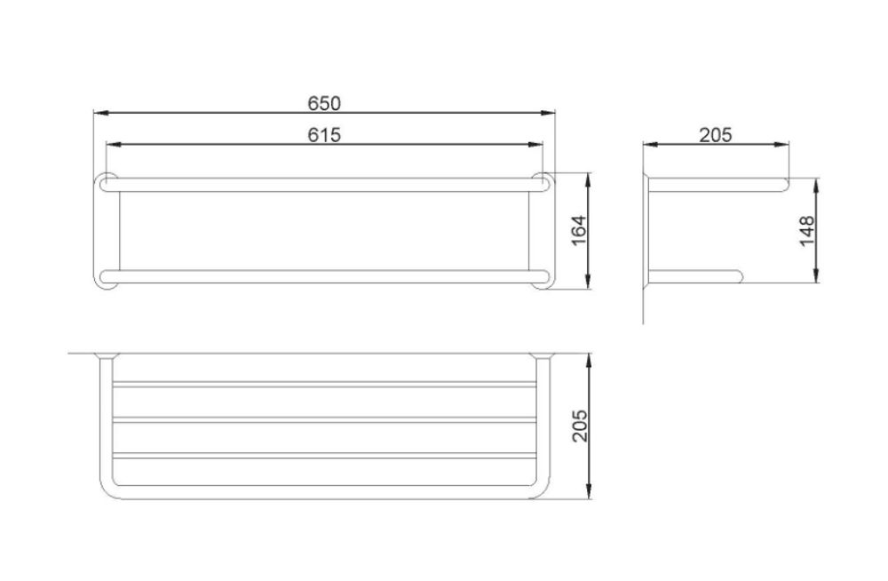 Полка для полотенец 650 мм нерж. сталь CLASSIC 09023.S матовый