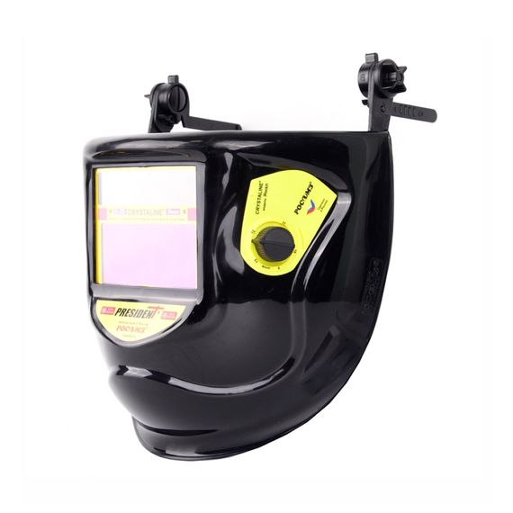 Щиток защитный лицевой сварщика РОСОМЗ КН PRESIDENT CRYSTALINE ЯМАЛ (маска сварщика) с креплением на каску, арт.05545