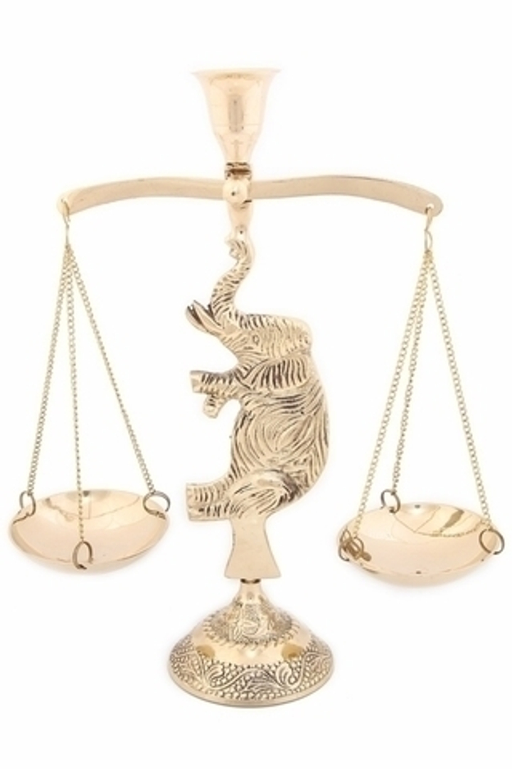 Подсвечник Весы-Слон (полиш), латунь, 26х16х7,5 см