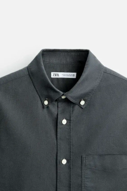 ZARА РУБАШКА ОКСФОРД, ПЕПЕЛЬНЫЙ