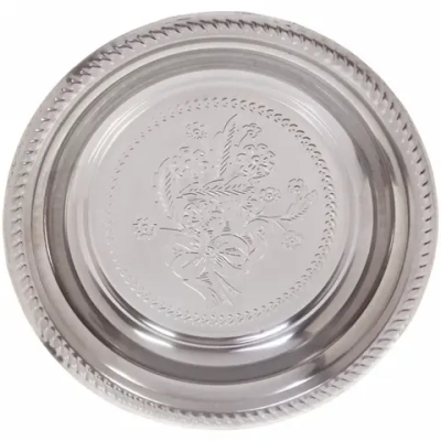 Поднос металлический «Цветы» 26см