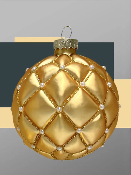 Набор винтажных стеклянных шаров Старинный вальс 80 мм., пудрово-золотой, 9 шт., Christmas DeLuxe (14090)