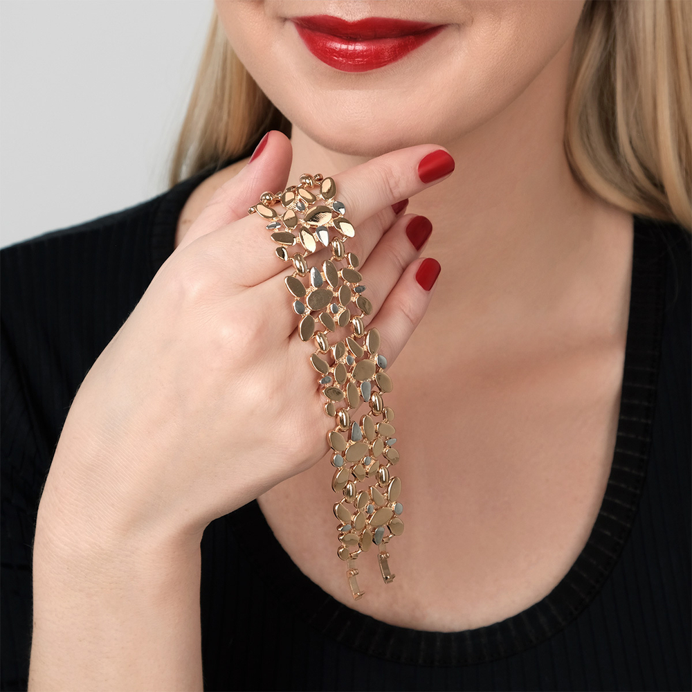 "Биосфера" браслет в золотом покрытии из коллекции "Простейшие" от Jenavi с замком пряжка