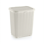 Корзина для стирал. порошка вязаный узор белый