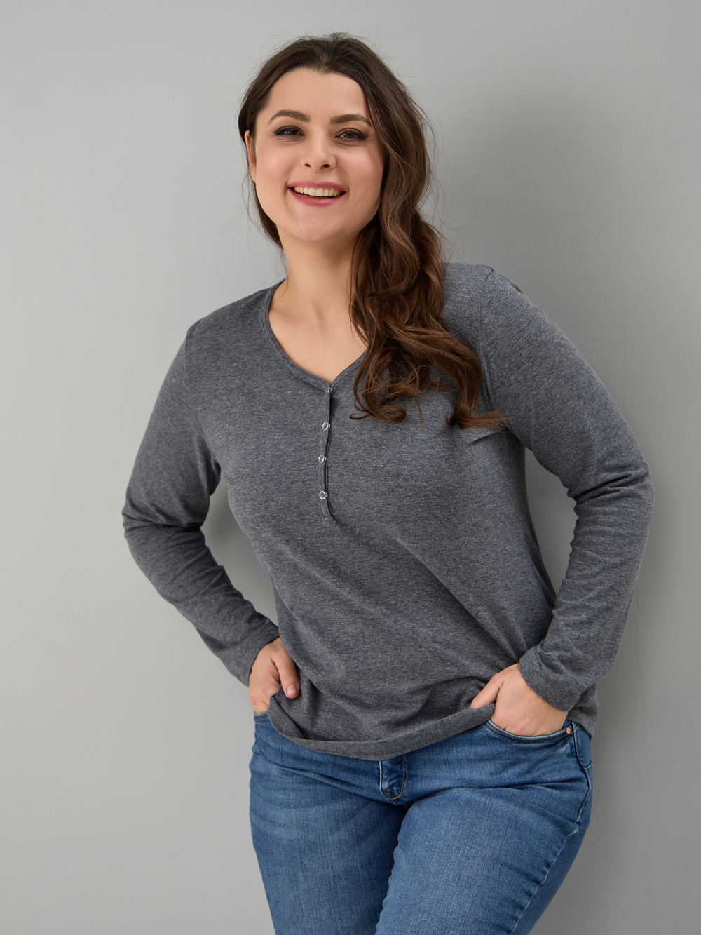 Лонгслив Л-004/темносерый-меланж