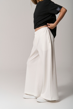 Брюки трикотажные wide leg белые
