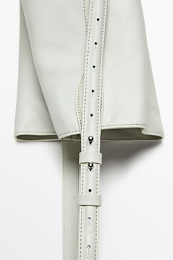 Massimo Dutti Мини-сумка-ведро из кожи наппа, экрю