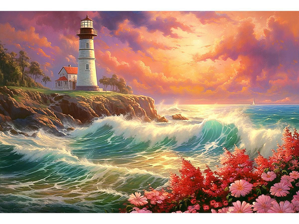 Алмазная мозаика 30х40см. "Океан на закате квадратная" (Арт. НД-0477)