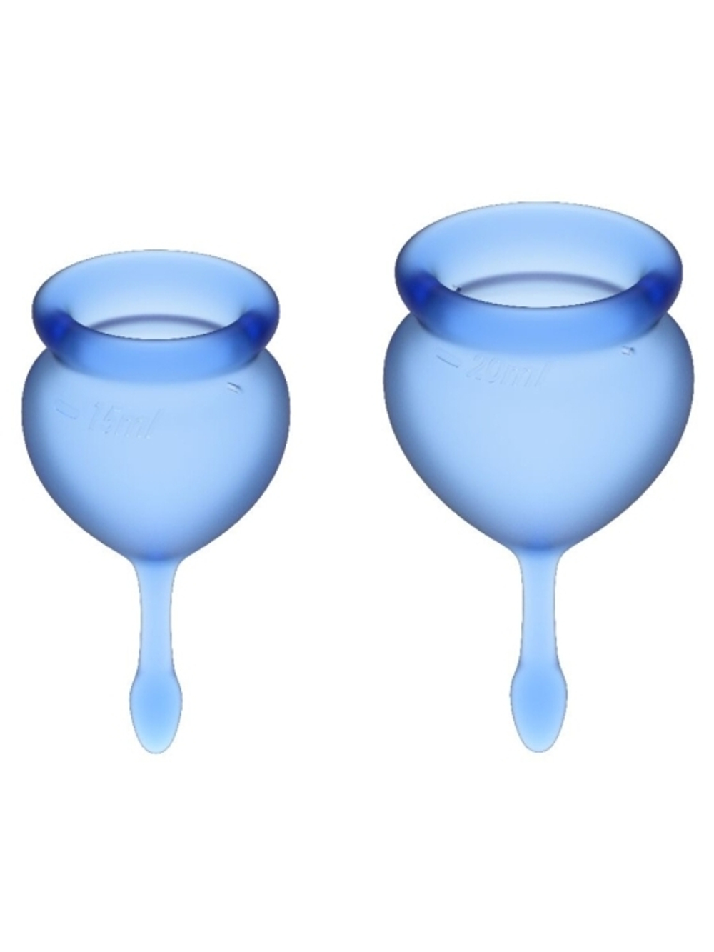 Набор менструальных чаш, 2шт, 15 и 20 мл Satisfyer Feel Good Menstrual Cup Dark Blue с хвостиком-кап