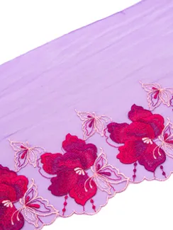 05-145 ОПТ Вышивка на неэл. сетке 21 см, фуксия (левая)