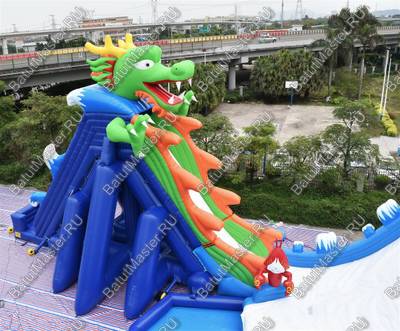 Надувной наземный аквапарк «Драконья гора», 27*17*11 м