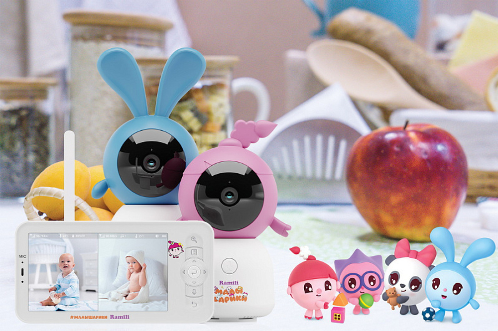 Видеоняня Ramili Baby RV100X2NUSHAKROSH Нюша и Крошик, Малышарики, с креплениями