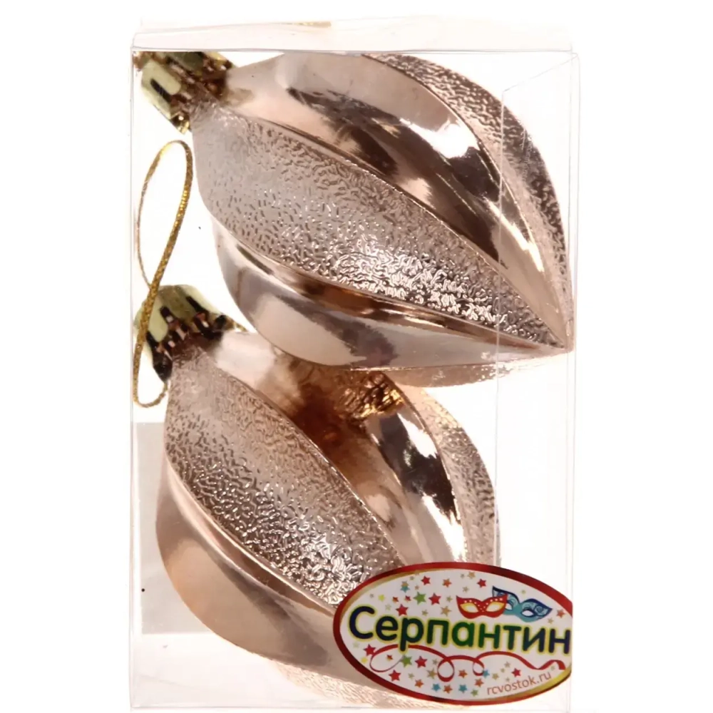 Ёлочные игрушки «Таинственное очарование» Капля 8 см (набор 2шт), шампань