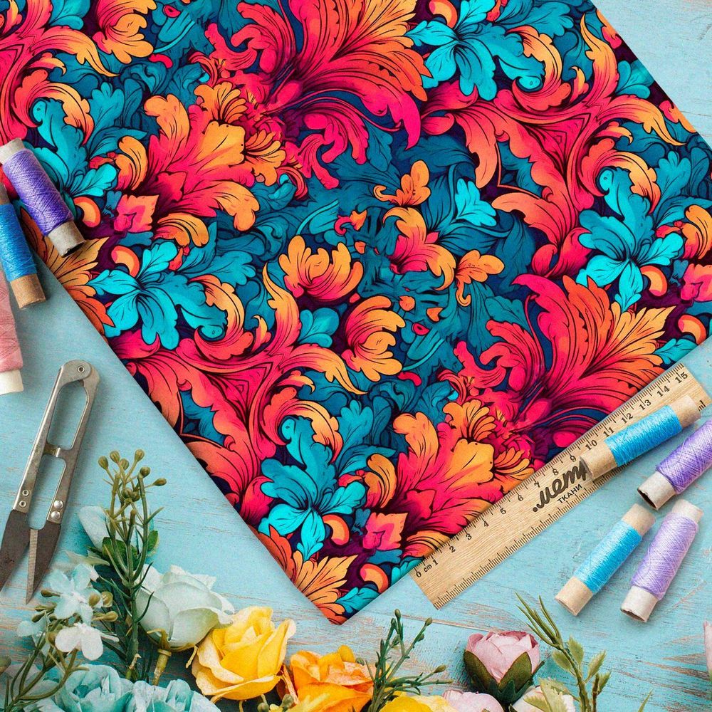 Ткань премиум шелк искусственный Армани туманные отражения вечности