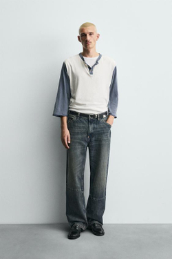 ZARA ДЖИНСЫ RELAXED FIT, ЧЕРНИЛЬНО-СИНИЙ