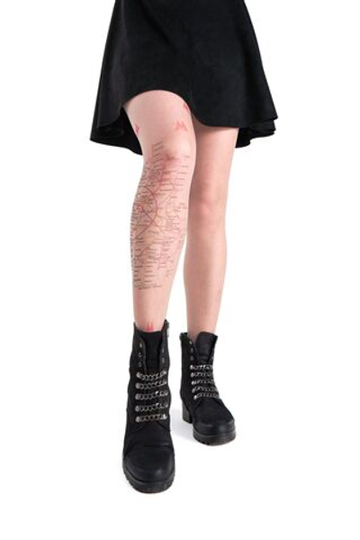 Колготки с рисунком в виде схемы метро (Размер: S-M-L) (Цвет: бежевый)