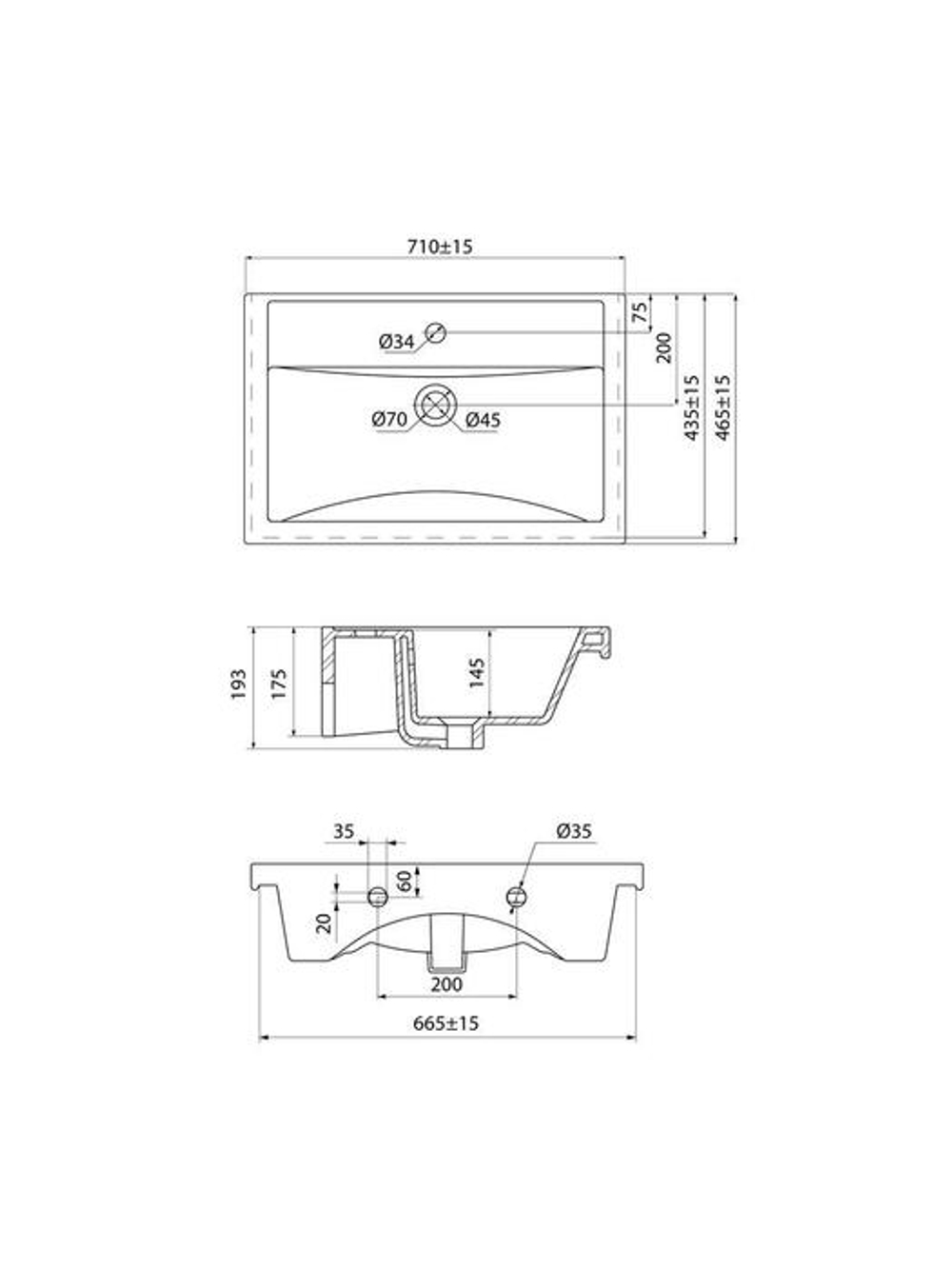 Умывальник мебельный IDDIS Optima Home, 70 см, 407, 4077000i28