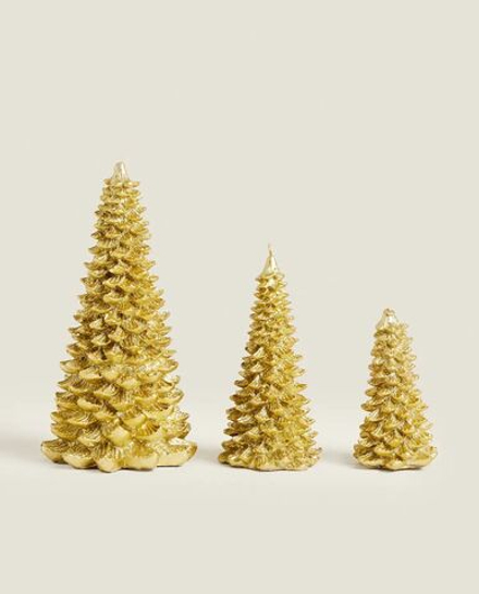 Zara Home Декоративная свеча в виде елки с блестками 16 см золото 8396/065-2