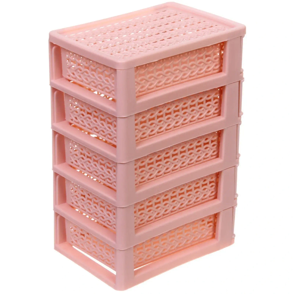 Комод малый «ПАЛЕРМО», цвет пудровая роза, 5 отделений, 13*9*18,5см