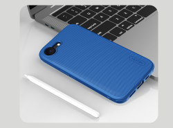Усиленный чехол синего цвета от Nillkin для iPhone 16e, серия Super Frosted Shield Pro