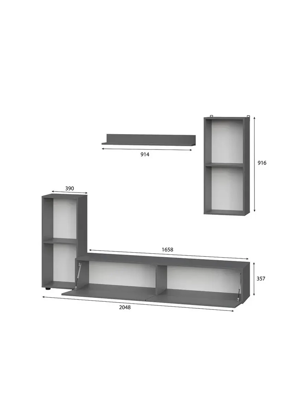 Стенка в гостиную со шкафом 204,8х35,7х170 см