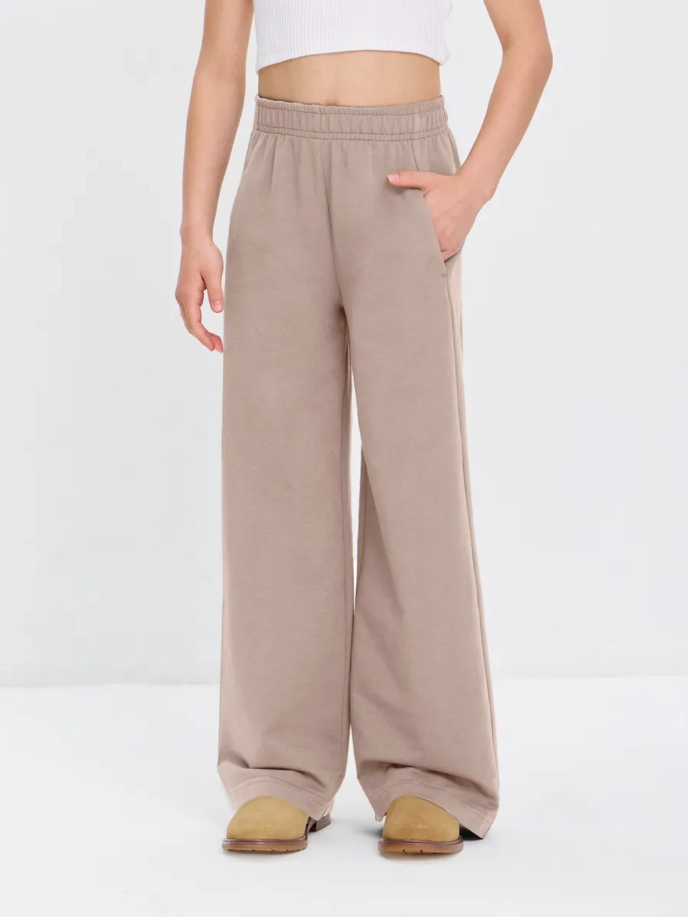 Брюки палаццо из футера