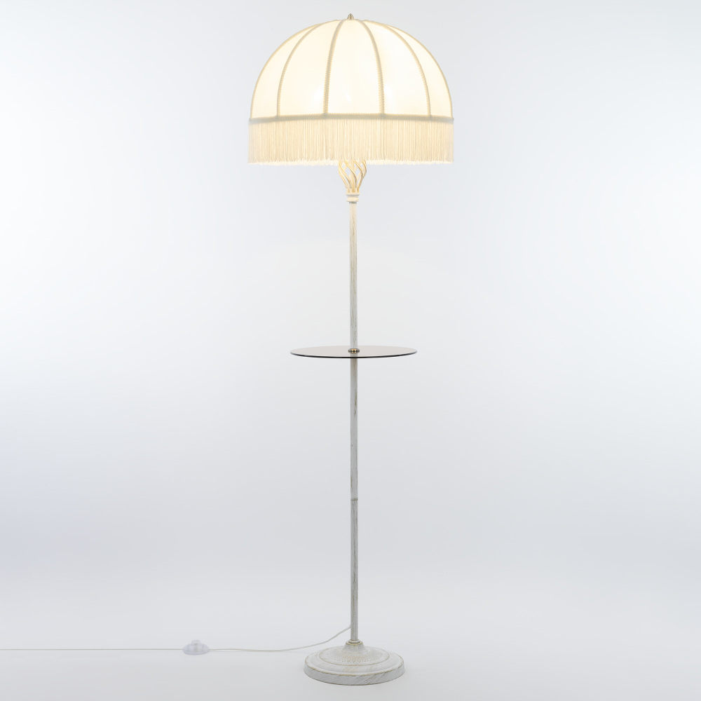 Citilux Базель CL407921T Торшер патина со столиком и бежевым абажуром