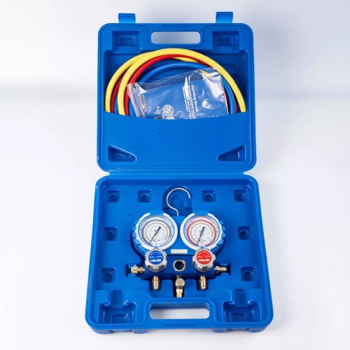 Манометрический коллектор Value VMG-2-R410A-B (R22, R134a, R410a, R407C; 2-х вентильный; 3 шланга 120см; манометры 68мм; упак. кейс)