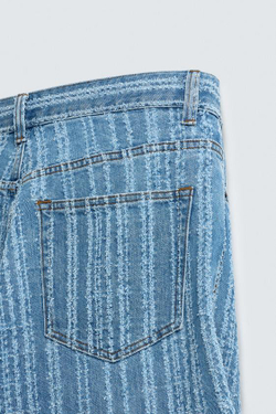 ZARA ДЖИНСЫ В ПОЛОСКУ С ТЕКСТУРОЙ, СИНИЙ