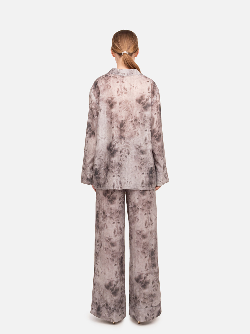 Рубашка "Тенета" в пижамном стиле. Серая