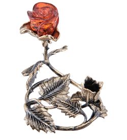 Народные промыслы AM-3970 Подсвечник «Роза» (латунь, янтарь)