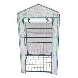 UGH-R10 H125 GREEN-WHITE Парник-стеллаж для рассады. 3 полки. 60x40x125см. Металлическая труба в ПВХ. цвет зеленый. Тент из армированного полиэтилена 135г-м2. цвет сетки белый. TM ФитоЛето