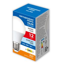 LED-A60-12W-4000K-E27-FR-SLS Лампа светодиодная. Форма A. матовая. Белый свет 4000K. ТМ Volpe
