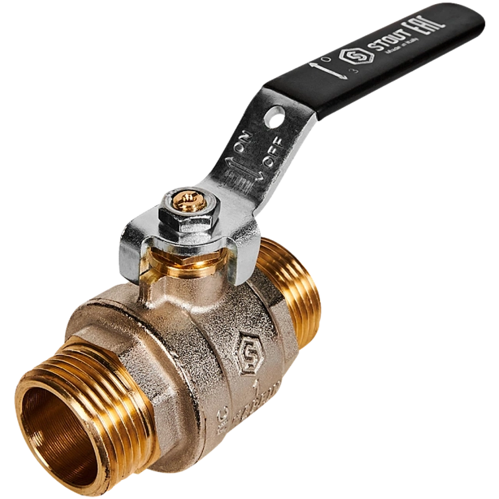 STOUT Кран шаровой полнопроходной, НР/НР, ручка рычаг 1*